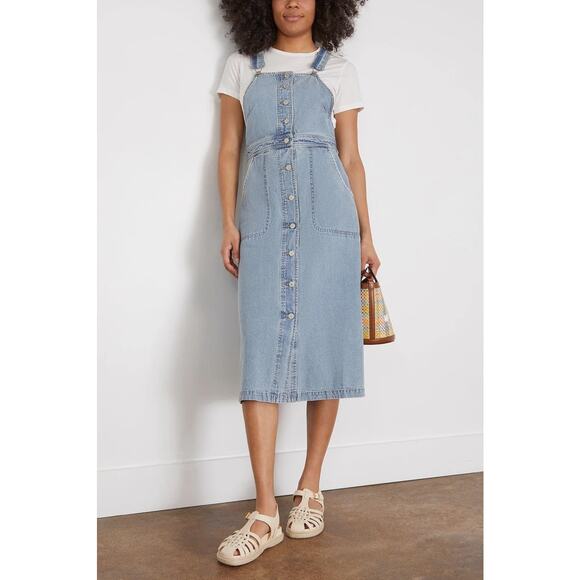 NEW NWT Sea NY Marion Mended Denim Overall Midi Dress Size 2 - Picture 1 of 9